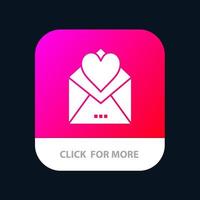 carta carta de amor carta de amor botão de aplicativo móvel android e ios versão glifo vetor