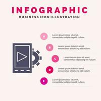 configuração de design móvel infográficos de ícone sólido fundo de apresentação de 5 etapas vetor