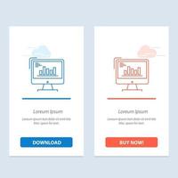 análise de gráfico diagrama de computador de negócios tendências de marketing azul e vermelho baixe e compre agora modelo de cartão de widget da web vetor
