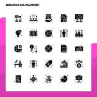 25 conjunto de ícones de gerenciamento de negócios modelo de ilustração vetorial de ícone de glifo sólido para web e ideias móveis para empresa de negócios vetor