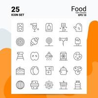 Conjunto de 25 ícones de comida 100 eps editáveis 10 arquivos de conceito de logotipo de negócios ideias de design de ícone de linha vetor
