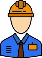 trabalhador indústria construção construtor mão de obra modelo de banner de ícone de vetor de cor plana