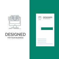 arquivo de documento computador cv livro design de logotipo cinza e modelo de cartão de visita vetor