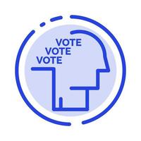 cédula eleição votação referendo discurso linha pontilhada azul linha ícone vetor