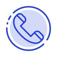 ligue para telefone de contato telefone ícone de linha pontilhada azul vetor