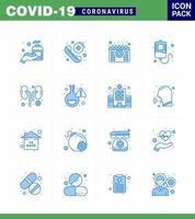 conjunto de ícones de prevenção de coronavírus 25 infecção azul nomeação de doença doação de sangue viral coronavírus 2019nov elementos de design de vetor de doença