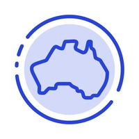 mapa de localização do país australiano viajar ícone de linha pontilhada azul vetor