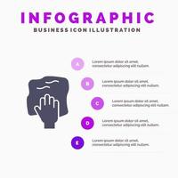 limpeza de mão trabalhos domésticos esfregar esfregar ícone sólido infográficos 5 passos fundo de apresentação vetor