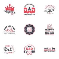 conjunto de elementos de feliz dia dos pais 9 ilustração em vetor preto e rosa elementos de design de vetor editável