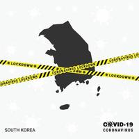 modelo de bloqueio de mapa do sul da coreia para pandemia de coronavírus para interromper a transmissão de vírus modelo de conscientização de 19 anos vetor