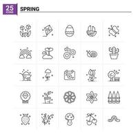 25 conjunto de ícones de primavera fundo vetorial vetor