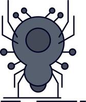 vetor de ícone de cor plana do aplicativo de vírus de aranha de insetos