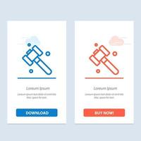 ferramenta de martelo de construção azul e vermelho baixe e compre agora modelo de cartão de widget da web vetor