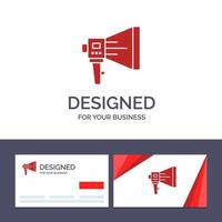 cartão de visita criativo e modelo de logotipo anunciam ferramenta de alto-falante de megafone de marketing de alto-falante digital ilustração em vetor