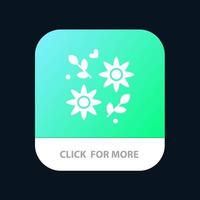 botão de aplicativo móvel de amor de presente de flor android e ios versão glifo vetor