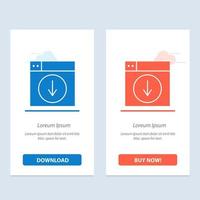 web design baixar aplicativo azul e vermelho baixar e comprar agora modelo de cartão de widget da web vetor