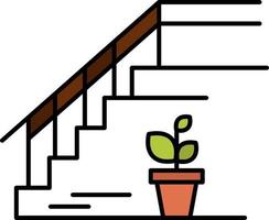 escadas no andar de cima palco em casa ícone de cor plana modelo de banner de ícone de vetor