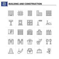 25 conjunto de ícones de construção e construção de fundo vetorial vetor
