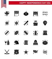 25 ícones criativos dos eua sinais modernos de independência e símbolos de 4 de julho do dia do festival saloon bar dos eua editáveis elementos de design do vetor do dia dos eua
