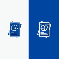 ovo de passaporte ovos linha de páscoa e ícone sólido de glifo banner azul linha e ícone sólido de glifo banner azul vetor