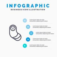 modelo de infográfico azul recém-nascido bebê recém-nascido modelo de ícone de linha vetorial de 5 etapas vetor