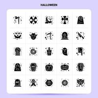 sólido 25 conjunto de ícones de halloween design de estilo de glifo vetorial conjunto de ícones pretos web e design de ideias de negócios móveis ilustração vetorial vetor