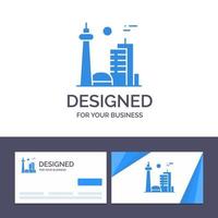 cartão de visita criativo e modelo de logotipo construindo canadá cidade famosa cidade toronto ilustração vetorial vetor