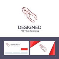 cartão de visita criativo e modelo de logotipo pinças alicate pinças ferramenta de reparo ilustração vetorial vetor