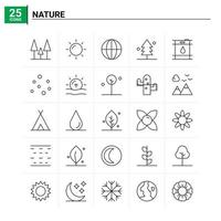 25 ícones da natureza definir fundo vetorial vetor