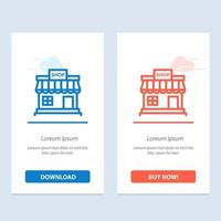 loja loja online mercado azul e vermelho baixe e compre agora modelo de cartão de widget da web vetor
