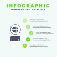 gestão global de negócios infográficos de ícones sólidos modernos fundo de apresentação de 5 etapas vetor