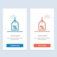 etiqueta a etiqueta do download azul e vermelho logístico e compre agora o modelo de cartão de widget da web vetor