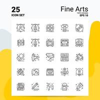 25 conjunto de ícones de belas artes 100 eps editáveis 10 arquivos de conceito de logotipo de negócios idéias de design de ícone de linha vetor