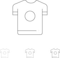 tshirt camisa esporte primavera conjunto de ícones de linha preta fina e ousada vetor