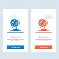 world office globo web azul e vermelho baixe e compre agora modelo de cartão de widget da web vetor