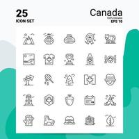 25 conjunto de ícones do canadá 100 eps editáveis 10 arquivos conceito de logotipo de negócios ideias linha design de ícone vetor
