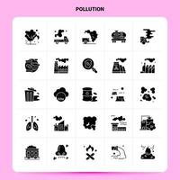conjunto de ícones de poluição sólida 25 design de estilo glifo vetorial conjunto de ícones pretos conjunto de ideias de negócios móveis e web design ilustração vetorial vetor