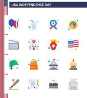 grupo de 16 apartamentos definidos para o dia da independência dos estados unidos da américa, como distintivo de bandeira movis distintivo americano editável dia dos eua vetor elementos de design