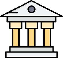 modelo de banner de ícone de vetor de ícone de cor plana de construção de banco