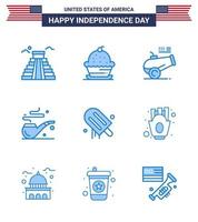 conjunto de 9 ícones do dia dos eua símbolos americanos sinais do dia da independência para creme st ação de graças argamassa de fumaça editável dia dos eua vetor elementos de design