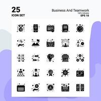 25 conjunto de ícones de negócios e trabalho em equipe 100 eps editáveis 10 arquivos idéias de conceito de logotipo de negócios design de ícone de glifo sólido vetor