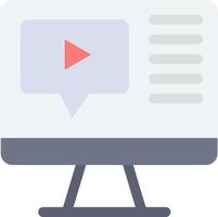 modelo de banner de ícone de vetor de ícone de cor plana de educação de vídeo de reprodução de computador
