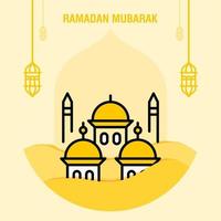 modelo de saudação ramadan kareem crescente islâmico e ilustração vetorial de lanterna árabe vetor