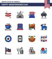 16 ícones criativos dos eua sinais modernos de independência e símbolos de 4 de julho da copa festividade americana churrasco editável dia dos eua vetor elementos de design