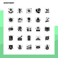 25 conjunto de ícones de investimento modelo de ilustração vetorial de ícone de glifo sólido para web e ideias móveis para empresa de negócios vetor