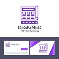cartão de visita criativo e modelo de logotipo blueprint site de impressão azul ilustração vetorial da web vetor