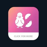 ovo galinha páscoa bebê feliz botão de aplicativo móvel versão android e ios glifo vetor