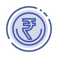 moeda de negócios finanças comércio de rúpia inr indiana ícone de linha pontilhada azul vetor