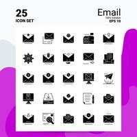 25 conjunto de ícones de e-mail 100 eps editáveis 10 arquivos idéias de conceito de logotipo de negócios design de ícone de glifo sólido vetor