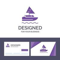 cartão de visita criativo e modelo de logotipo barco navio ilustração em vetor país indiano